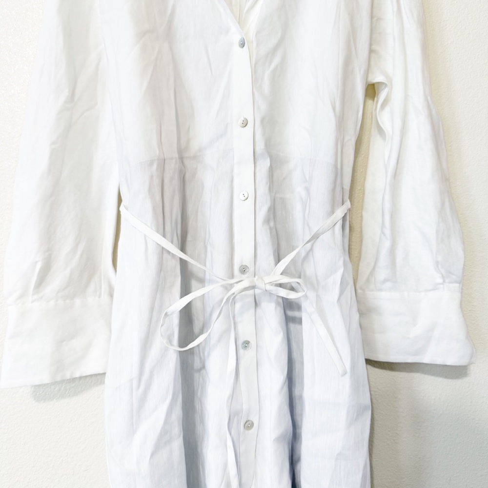 NWT Vince Belted Linen Blend Capsule Minimal White Button Up Mini Dress Size XL - Picture 7 of 11